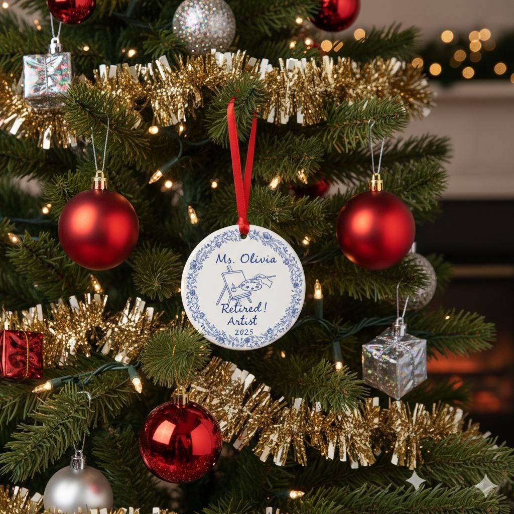 Personalized Retirement Ornament – Custom Career Ceramic Keepsake