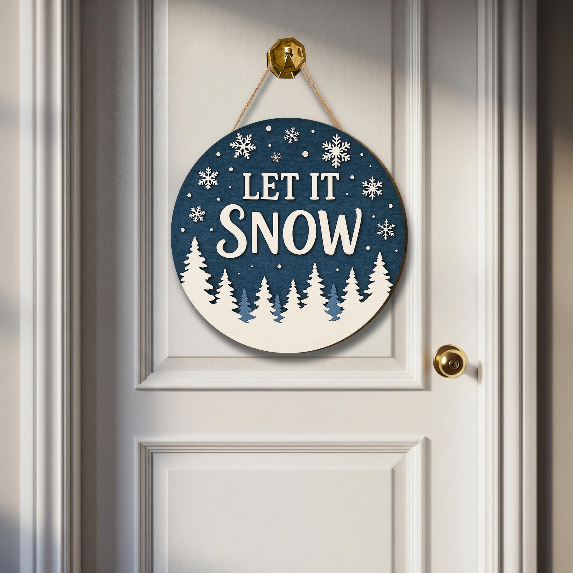 Rustic "Let It Snow" Christmas Wooden Sign: Holiday Door Decor