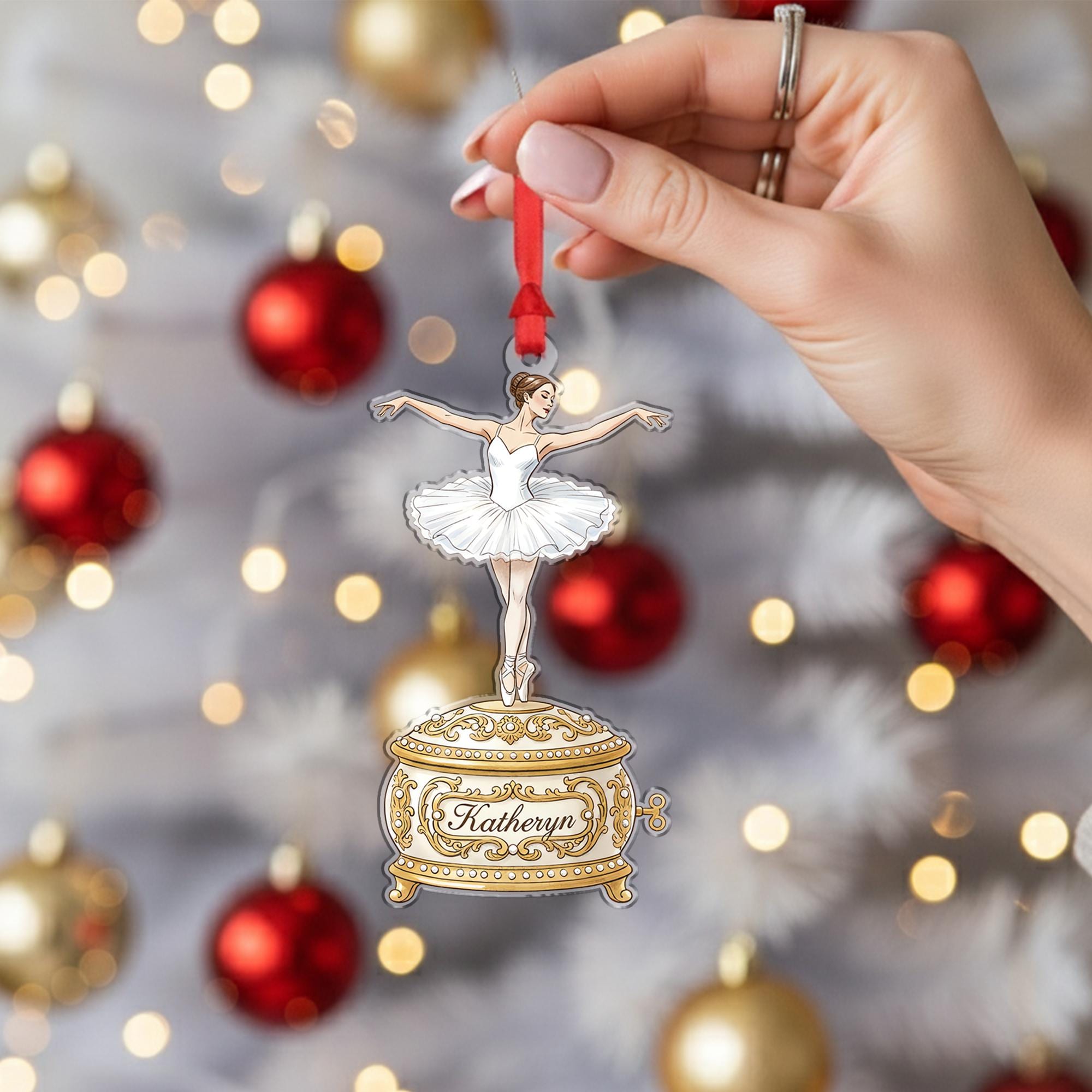 Personalized Ballerina Ornament – Music Box Design with Classical Dance Style