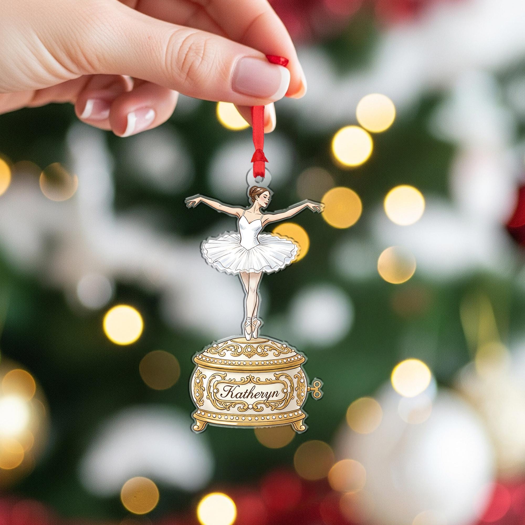 Personalized Ballerina Ornament – Music Box Design with Classical Dance Style