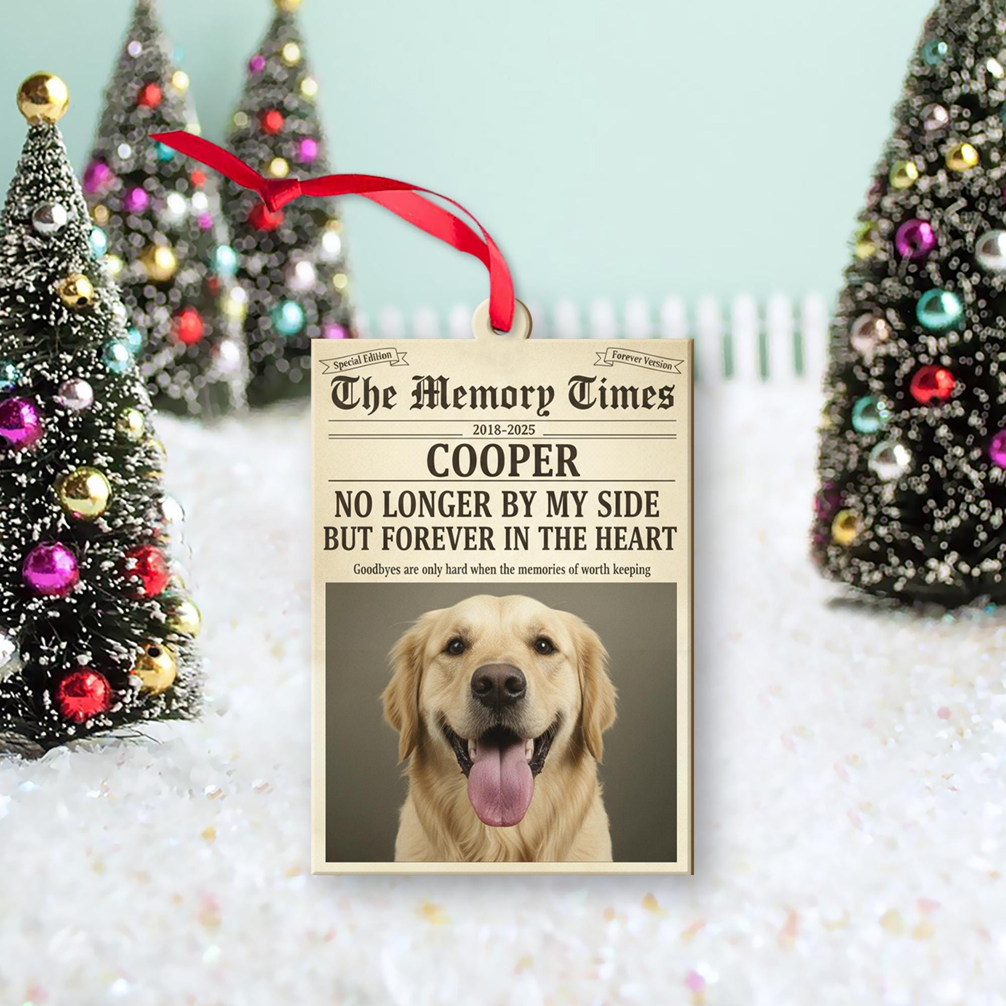 Personalized Pet Memorial Ornament – Custom Dog Photo Remembrance Christmas Decoration