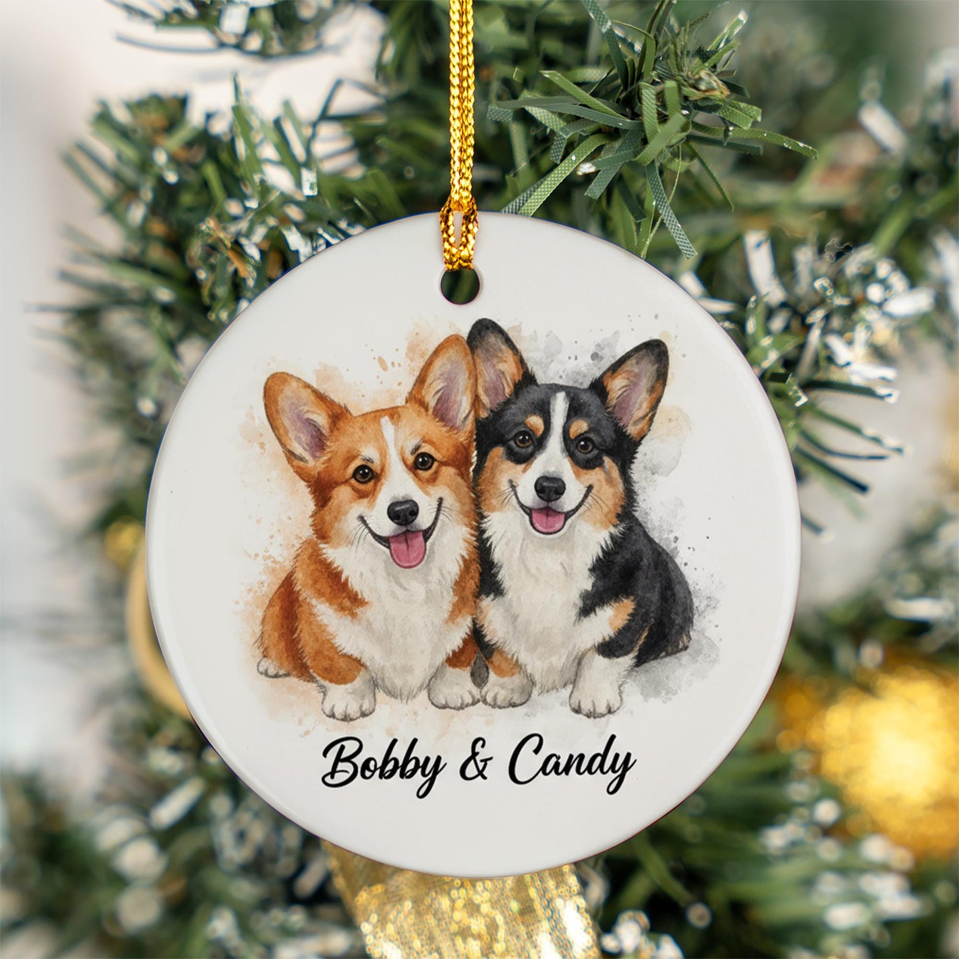 Personalized Dog Ornament Ceramic Keepsake – Custom Pet Portrait Decoration