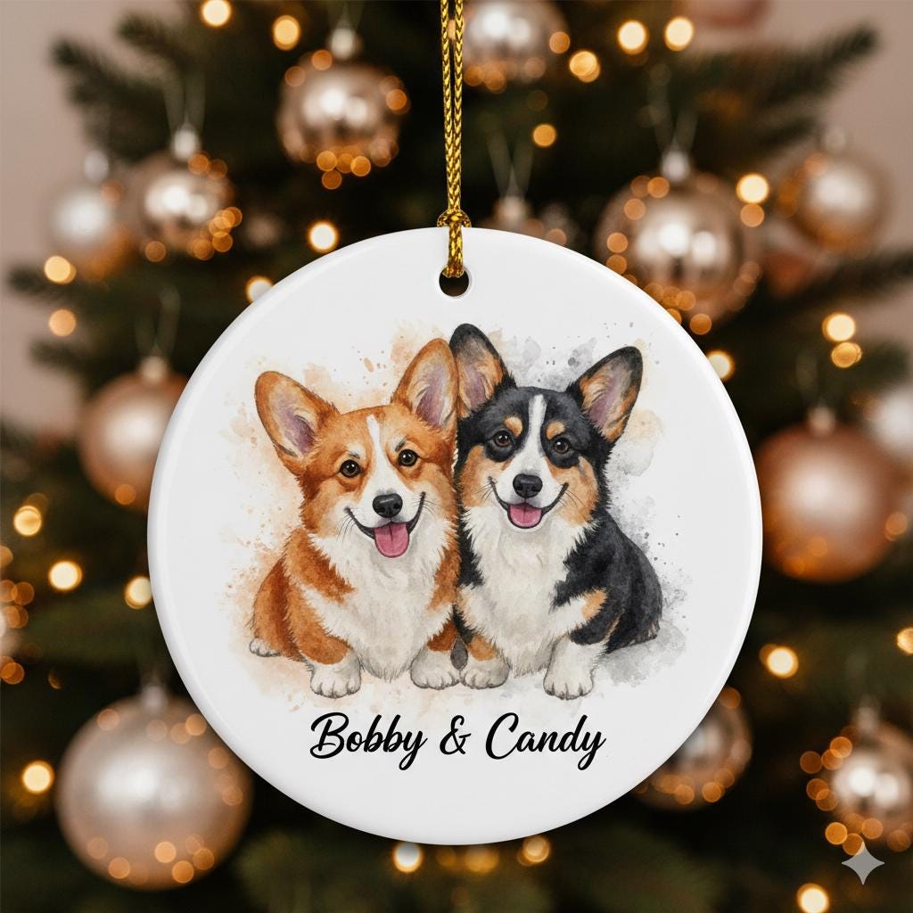 Personalized Dog Ornament Ceramic Keepsake – Custom Pet Portrait Decoration