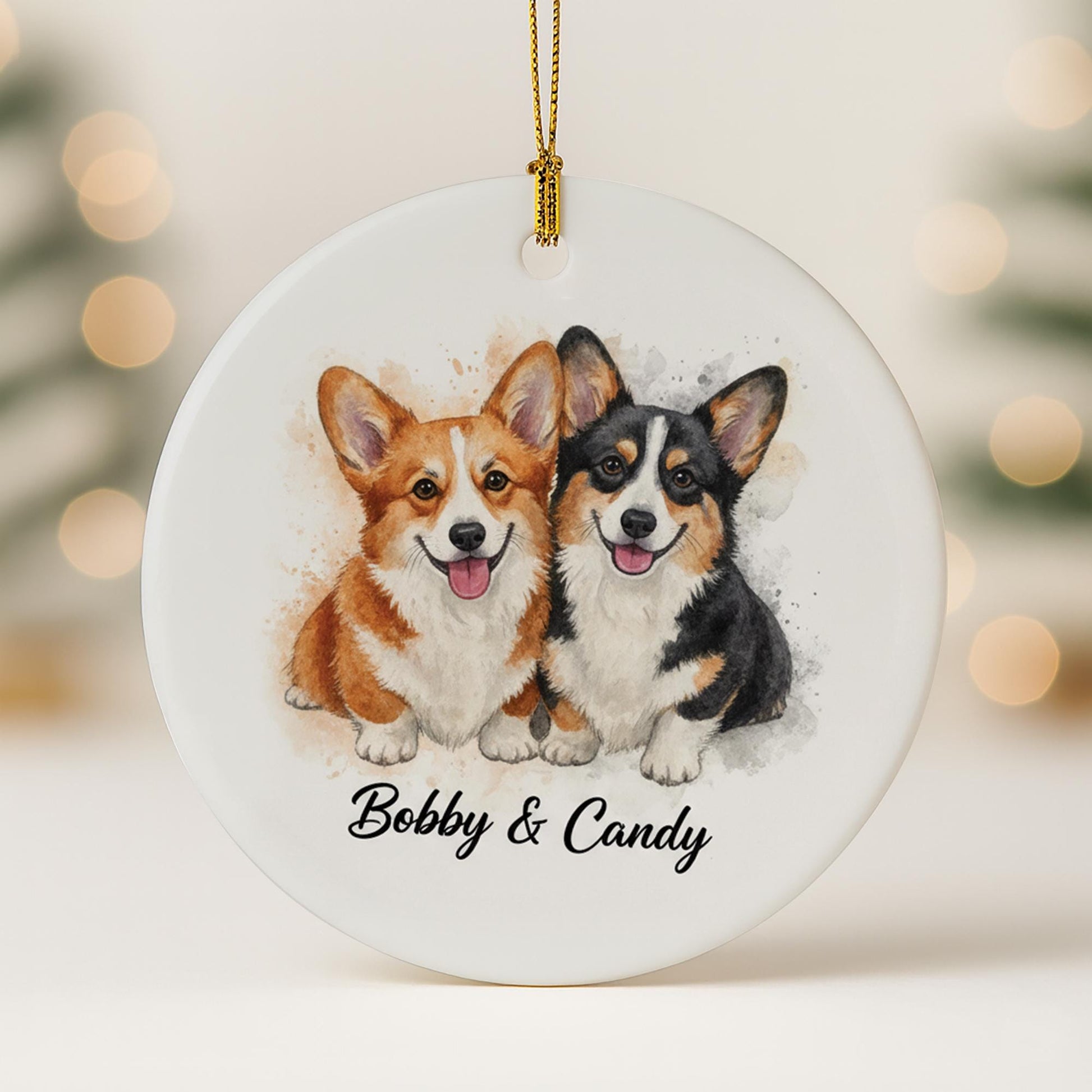 Personalized Dog Ornament Ceramic Keepsake – Custom Pet Portrait Decoration