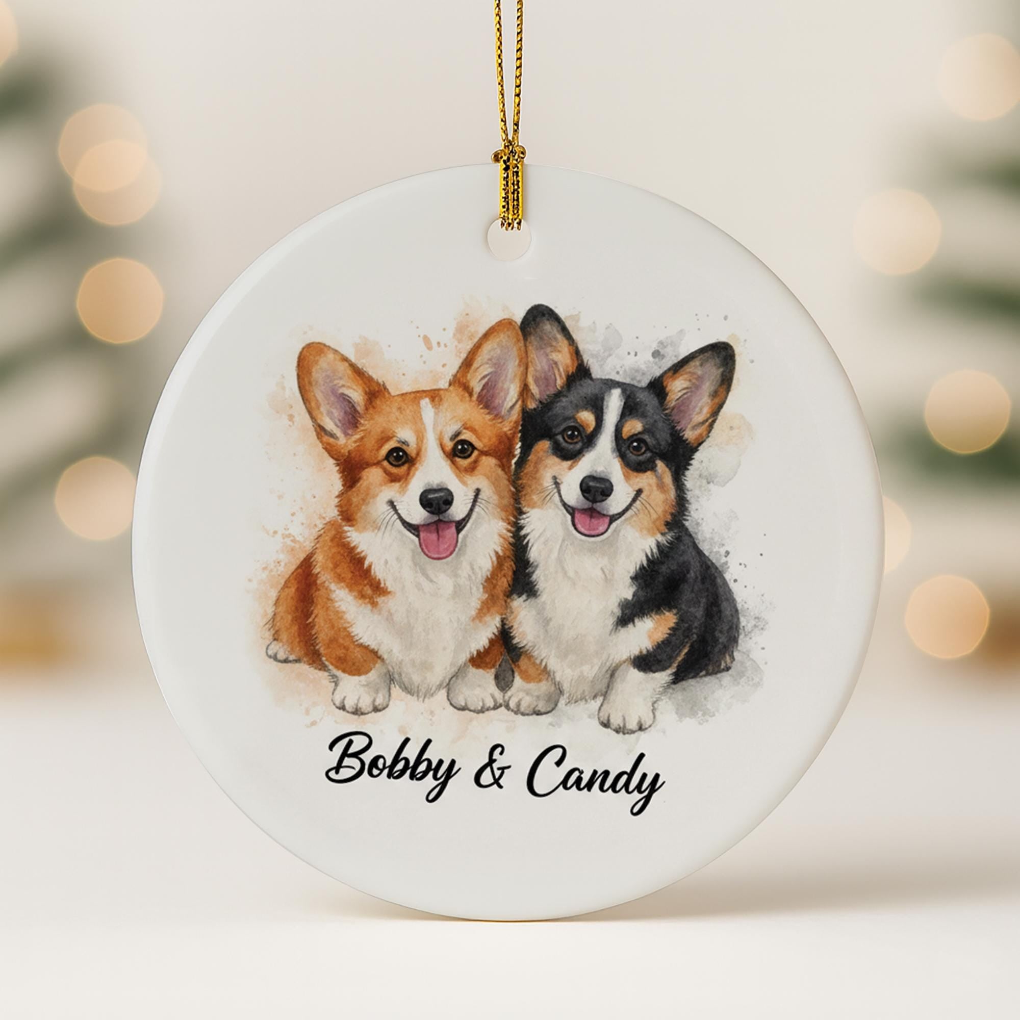 Personalized Dog Ornament Ceramic Keepsake – Custom Pet Portrait Decoration