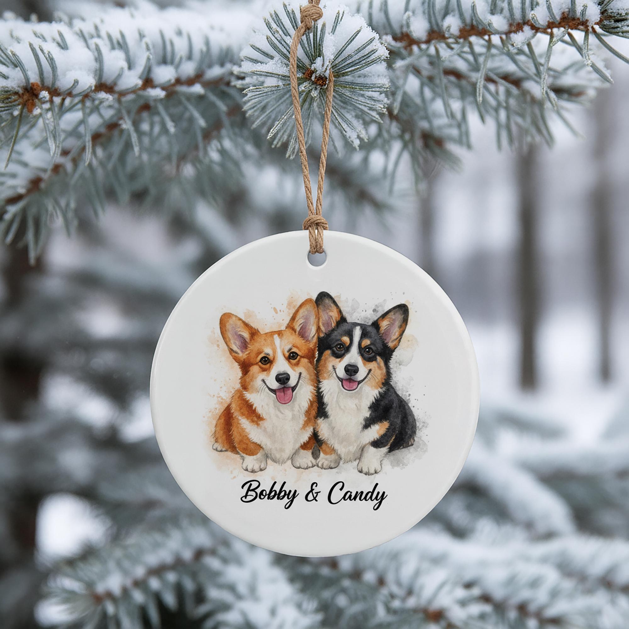 Personalized Dog Ornament Ceramic Keepsake – Custom Pet Portrait Decoration