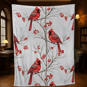 Cardinal Fleece Blanket: Red Bird and Berry Winter Throw
