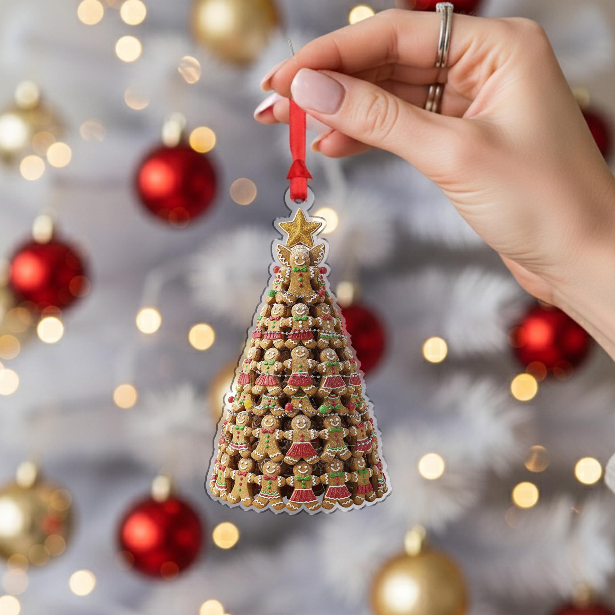 Gingerbread Cookie Christmas Tree Ornament – Hanging Holiday Decoration