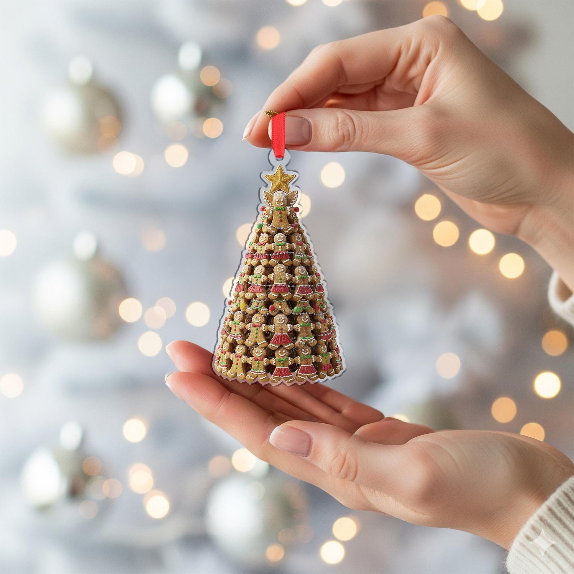 Gingerbread Cookie Christmas Tree Ornament – Hanging Holiday Decoration