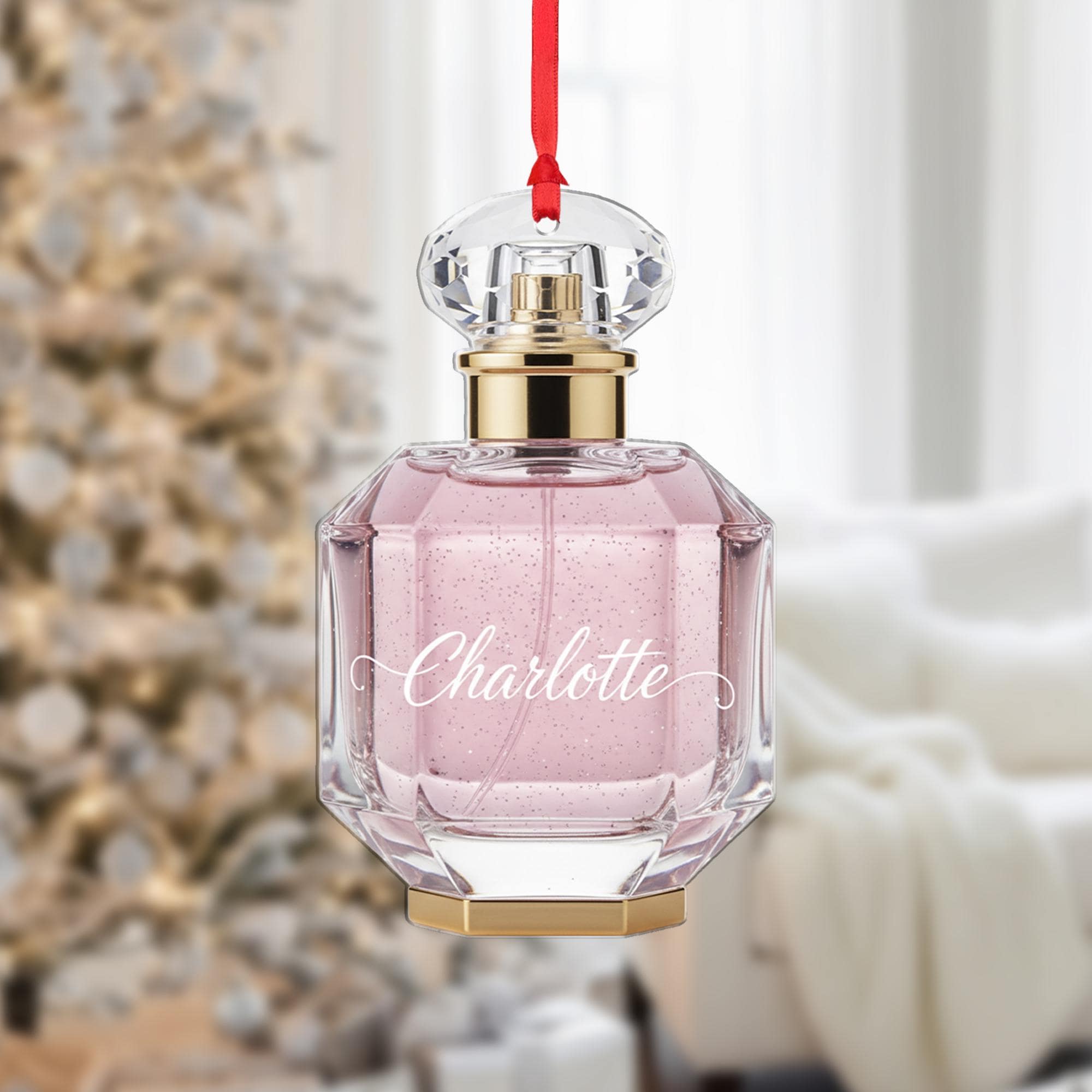 Personalized Perfume Bottle Ornament – Custom Name Glass Decoration