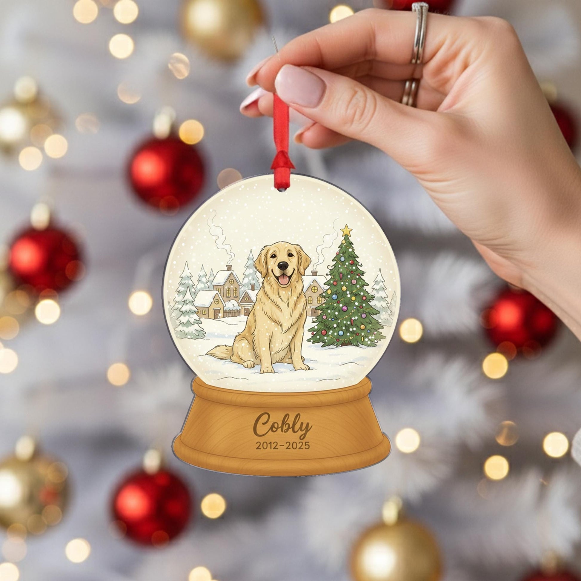 Personalized Dog Memorial Ornament – Custom Pet Snow Globe Decoration