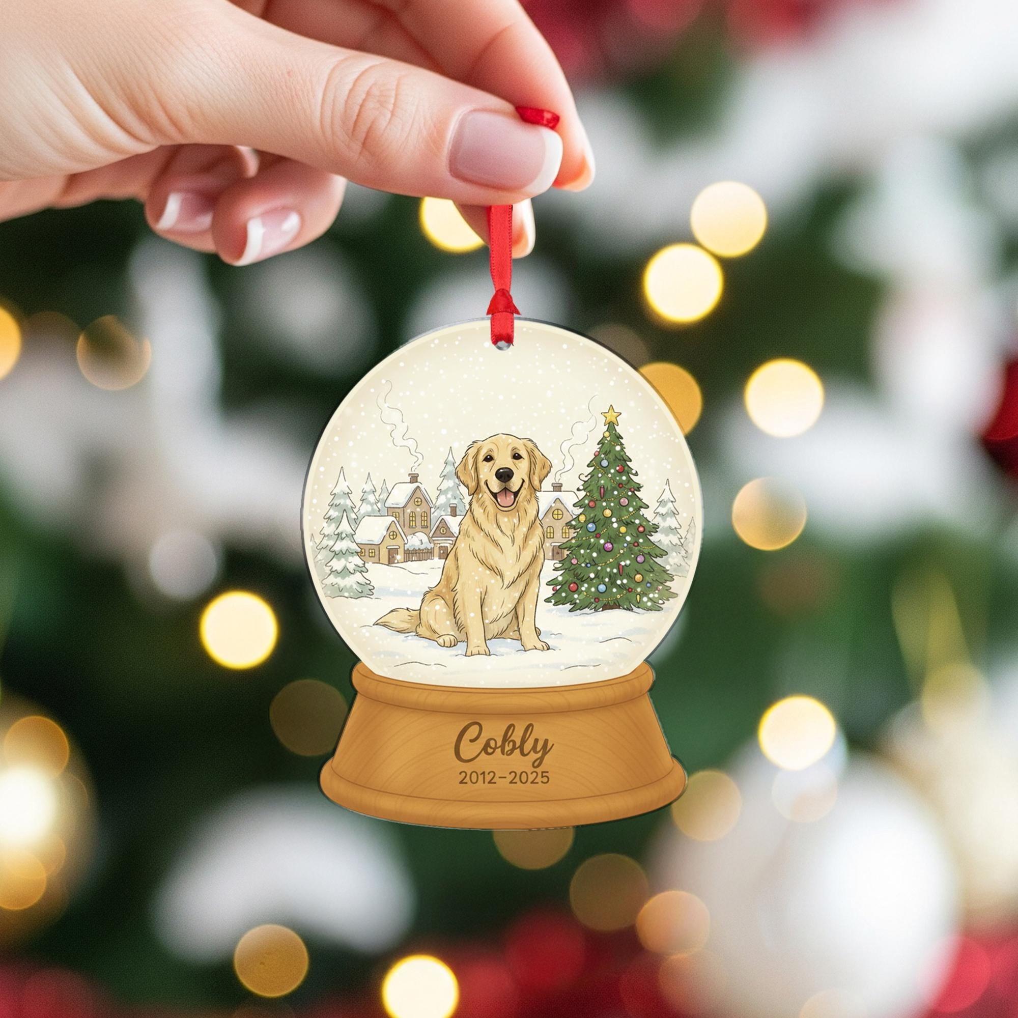 Personalized Dog Memorial Ornament – Custom Pet Snow Globe Decoration