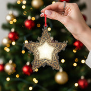 Wooden Star Ornament – Rustic Woven Decoration with Lighted Design
