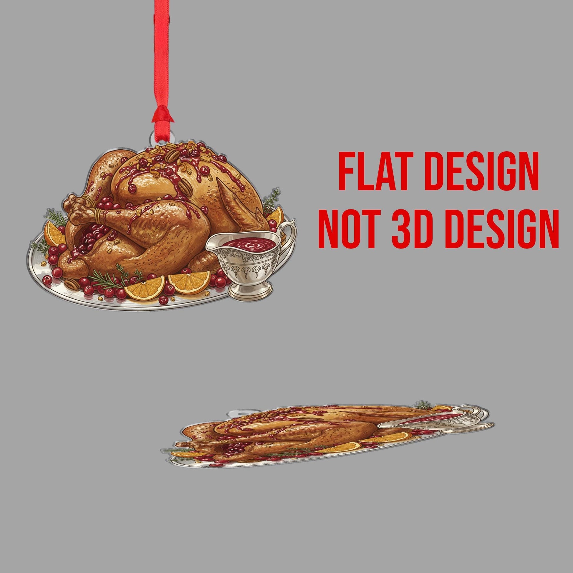Turkey Dinner Christmas Ornament – Holiday Feast Decoration with Cranberry Sauce