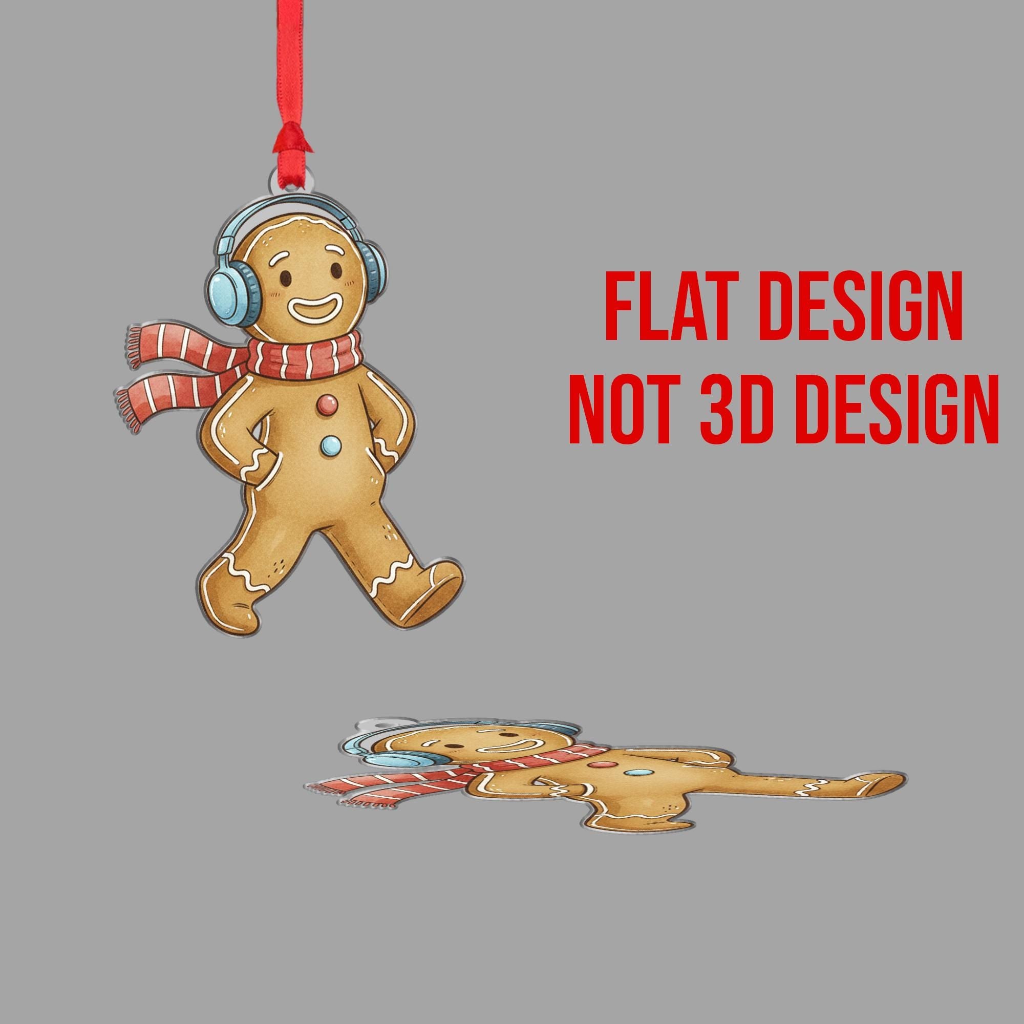 Gingerbread Man Christmas Ornament – Cookie Decoration with Scarf and Headphones