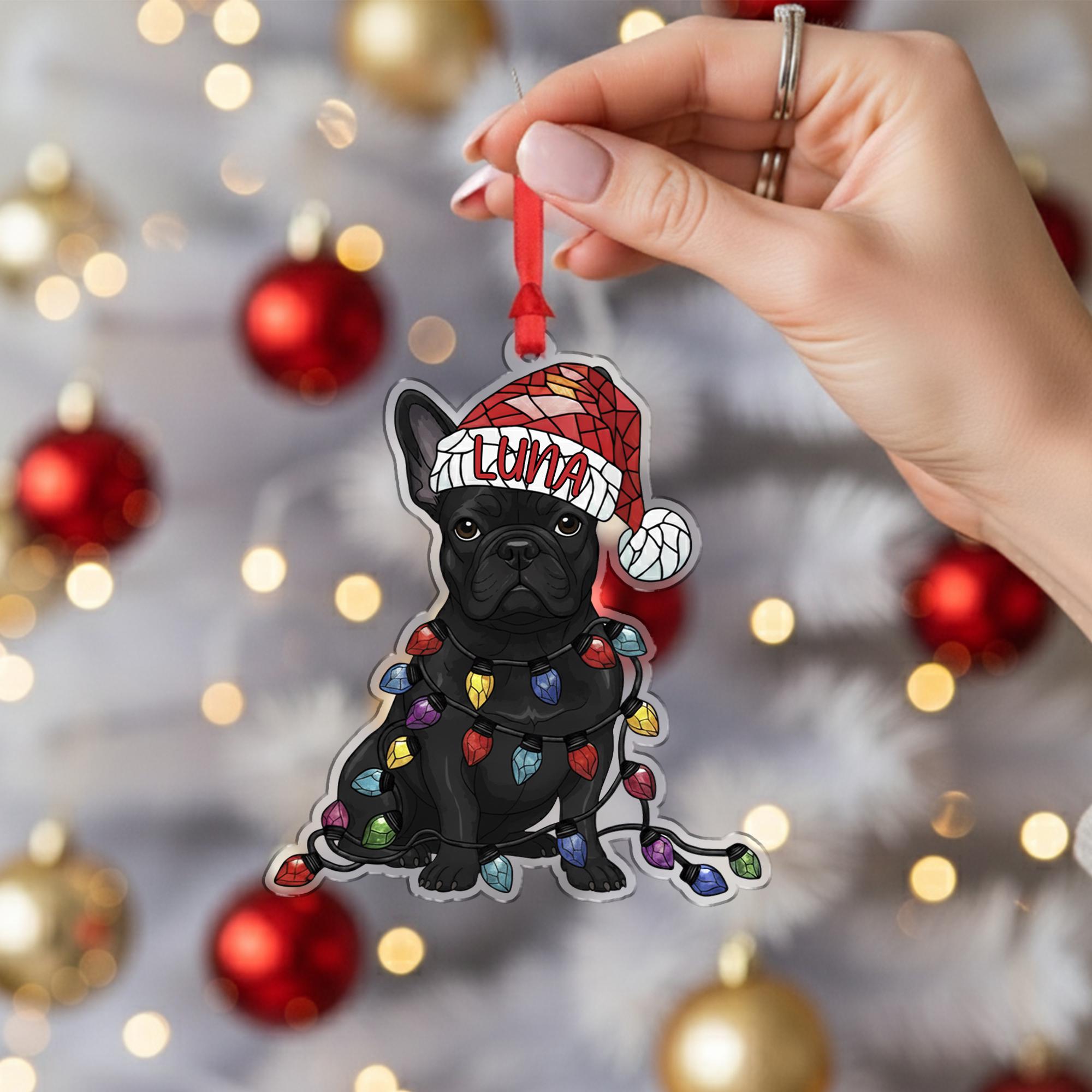 Custom French Bulldog Christmas Ornament Personalized Dog Decor