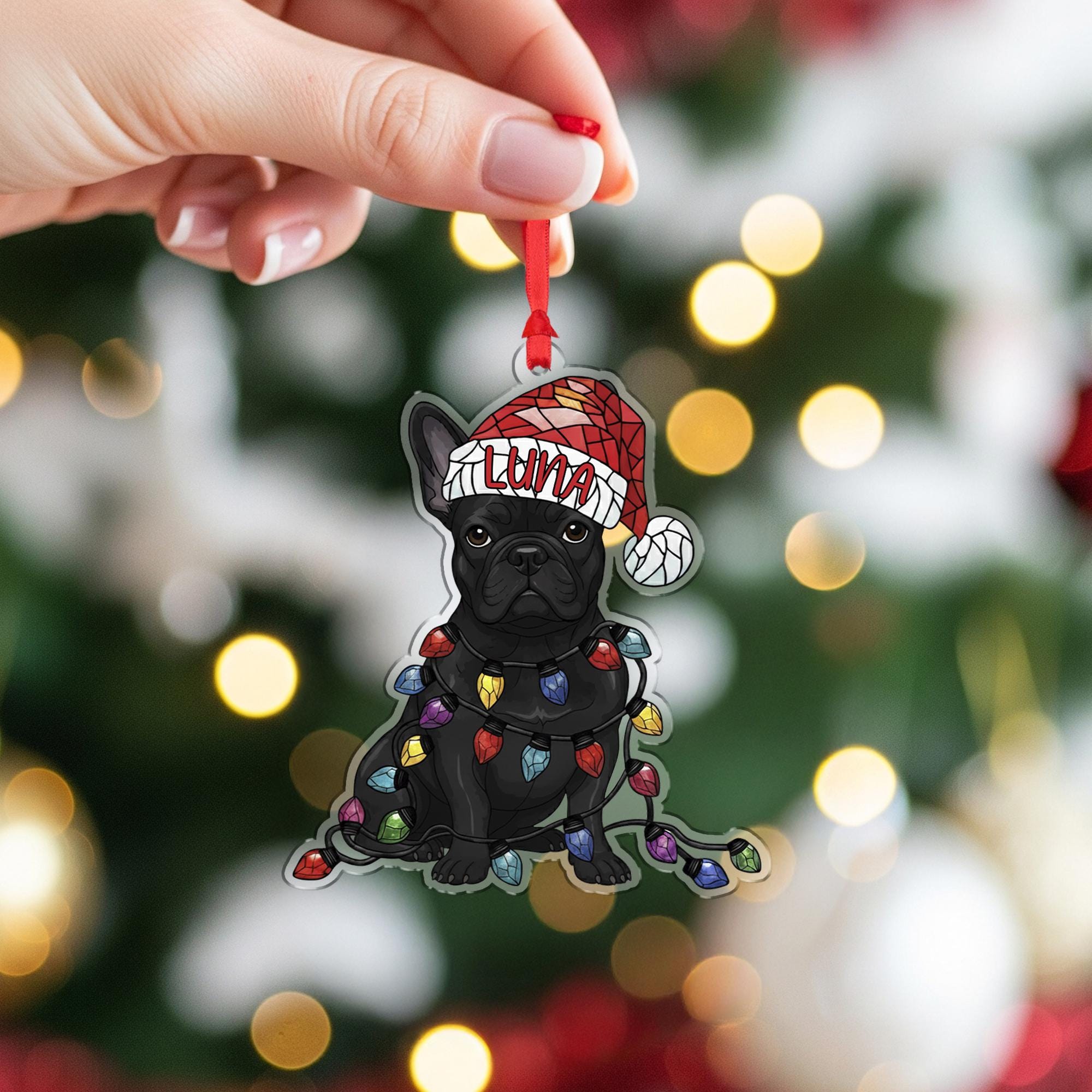 Custom French Bulldog Christmas Ornament Personalized Dog Decor