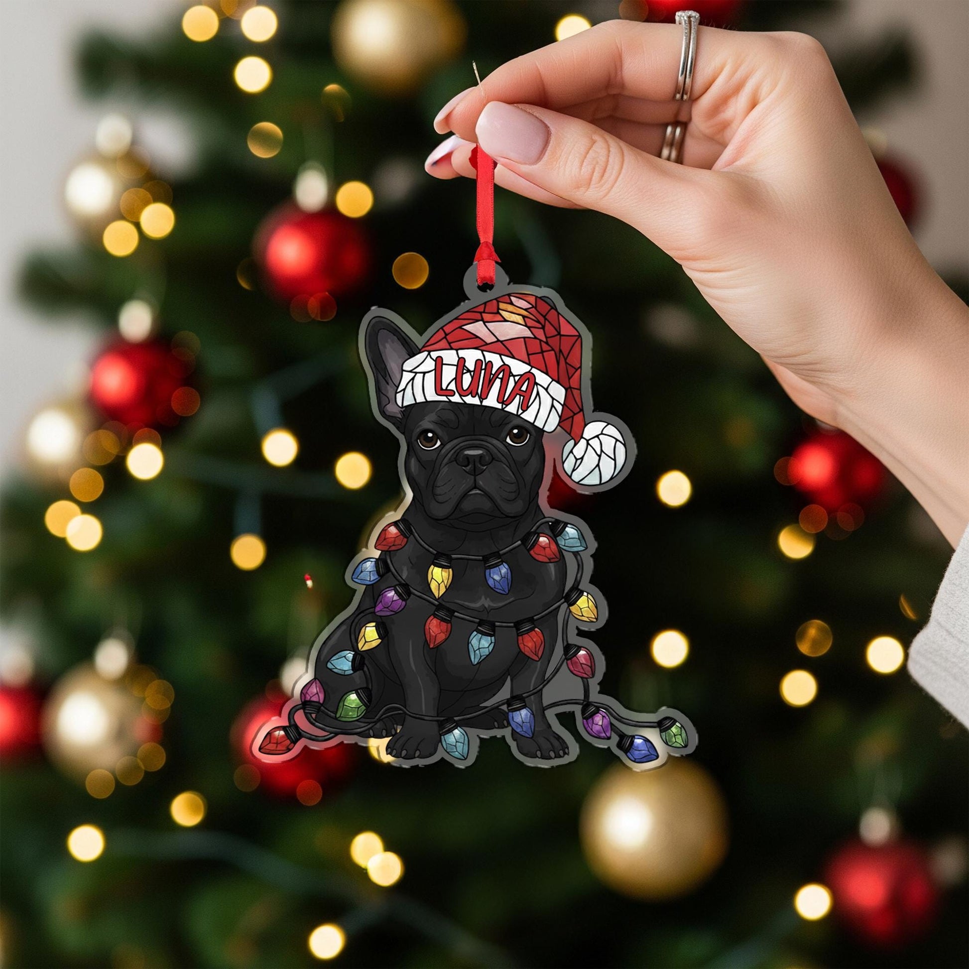 Custom French Bulldog Christmas Ornament Personalized Dog Decor