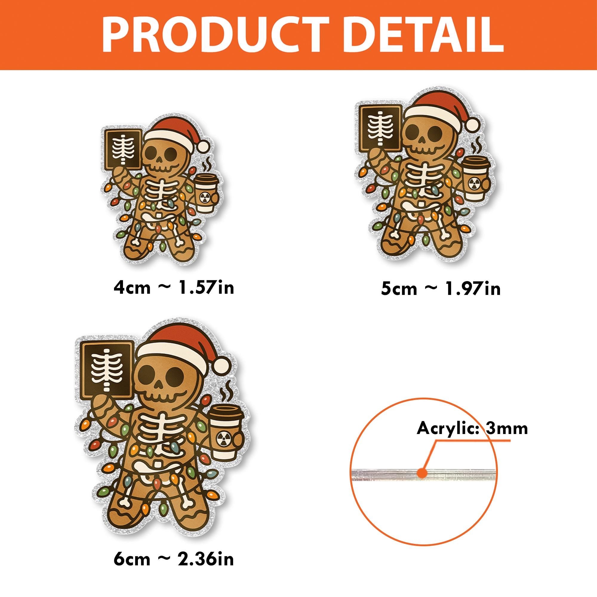 Gingerbread Skeleton Xray Christmas Badge Reel Retractable ID Holder
