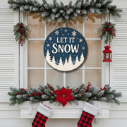 Rustic "Let It Snow" Christmas Wooden Sign: Holiday Door Decor