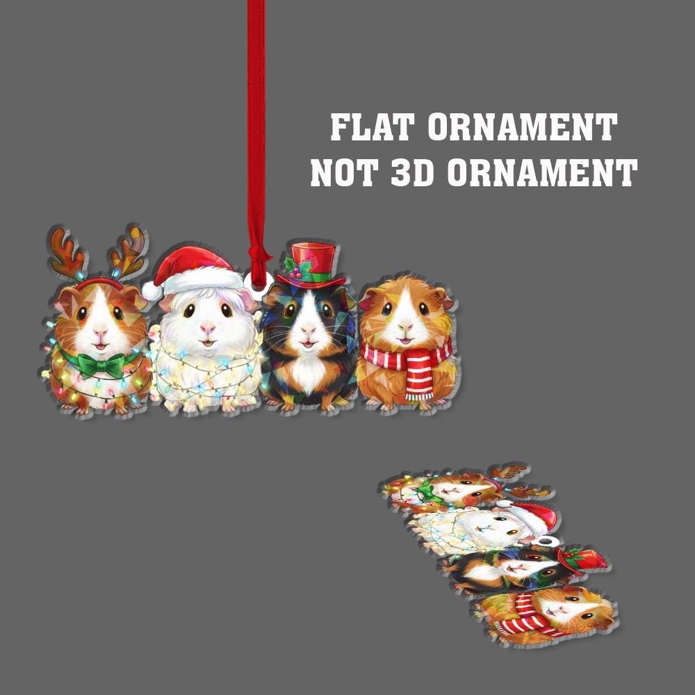 Guinea Pig Hologram Ornament – Cute Pet Christmas Tree Decoration Gift