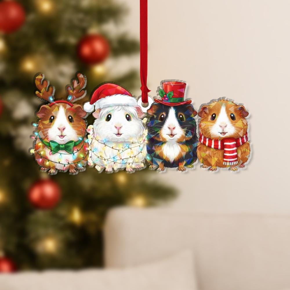 Guinea Pig Hologram Ornament – Cute Pet Christmas Tree Decoration Gift