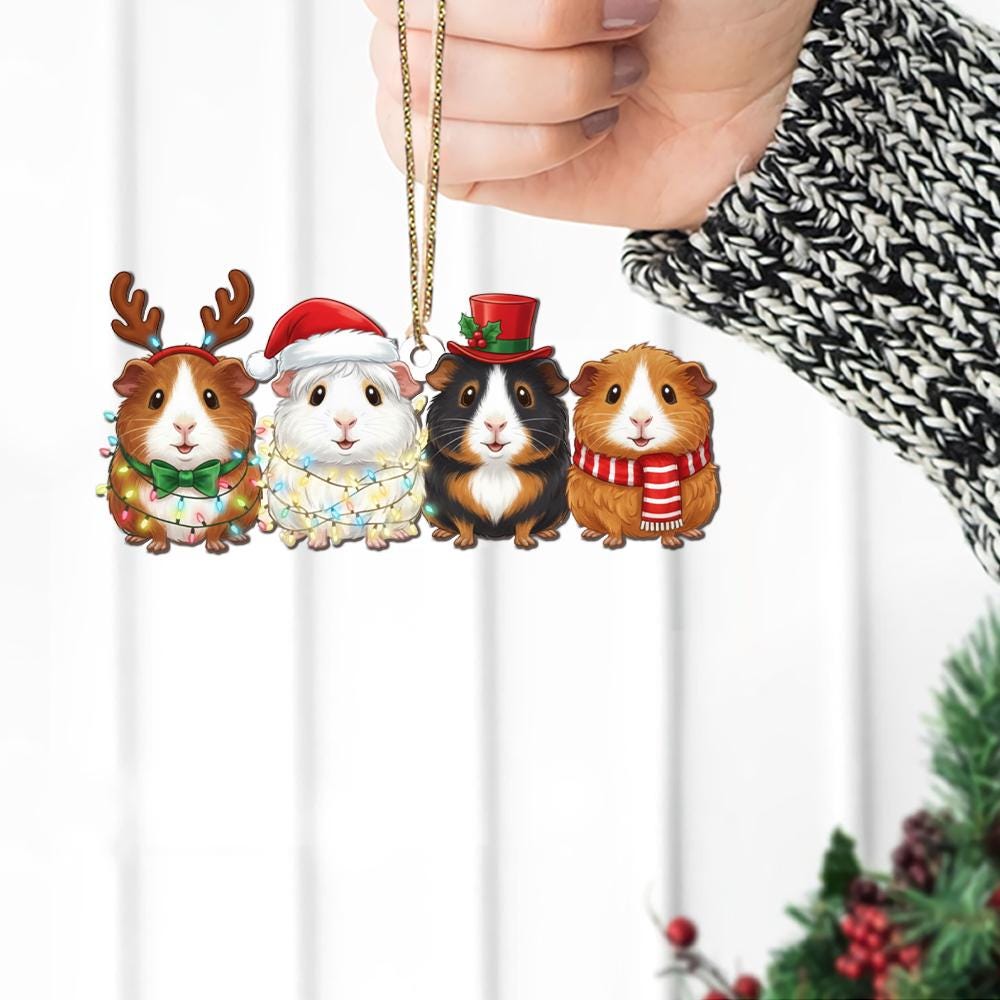 Guinea Pig Hologram Ornament – Cute Pet Christmas Tree Decoration Gift