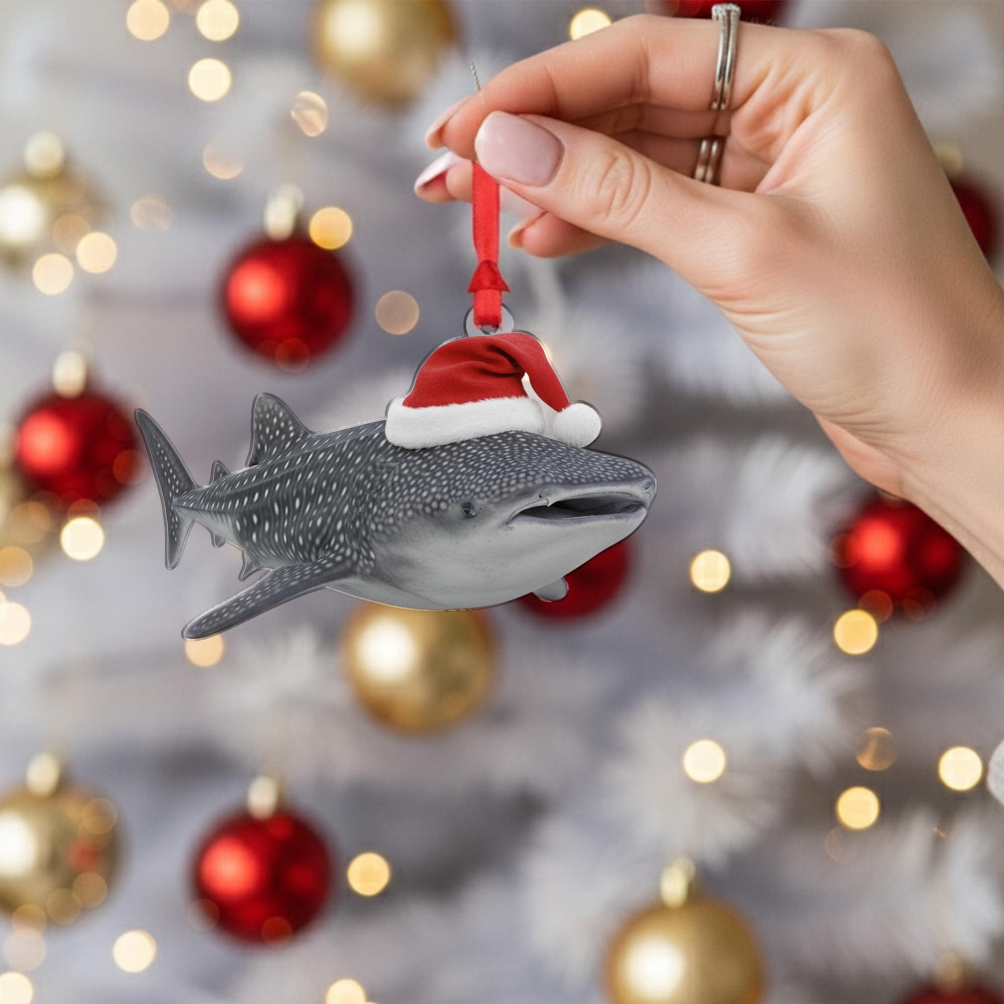 Whale Shark Ornament – Christmas Tree Decoration with Santa Hat