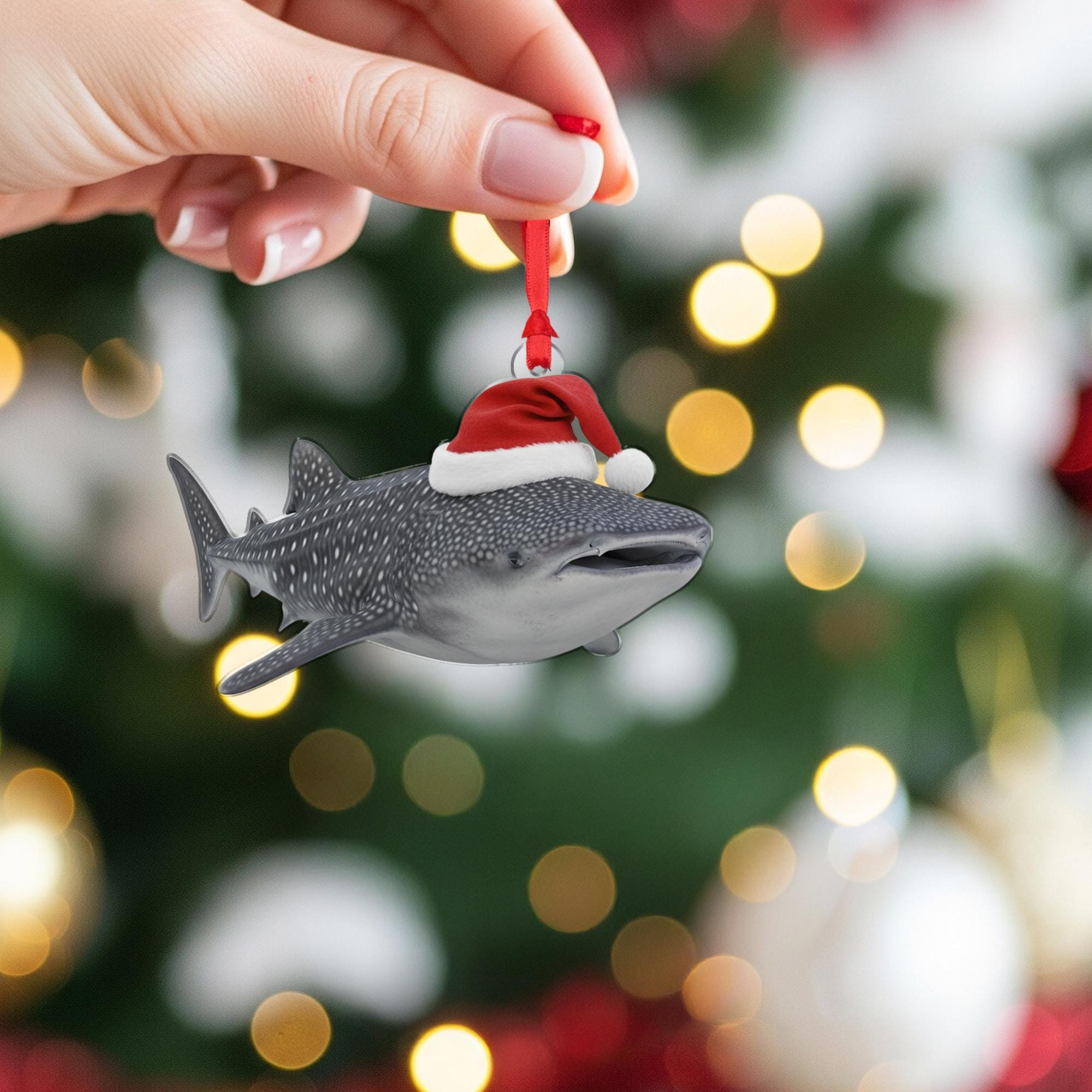 Whale Shark Ornament – Christmas Tree Decoration with Santa Hat
