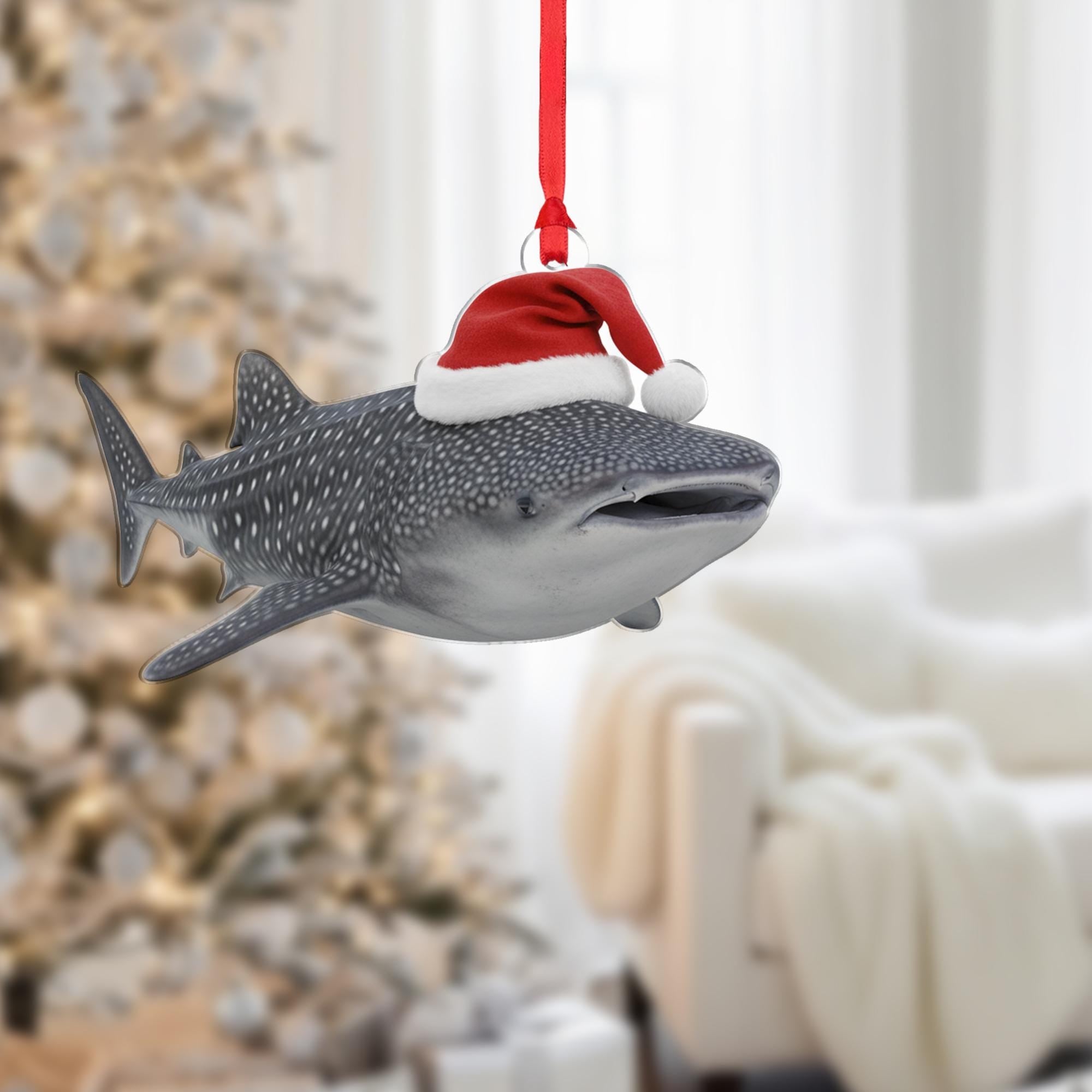 Whale Shark Ornament – Christmas Tree Decoration with Santa Hat