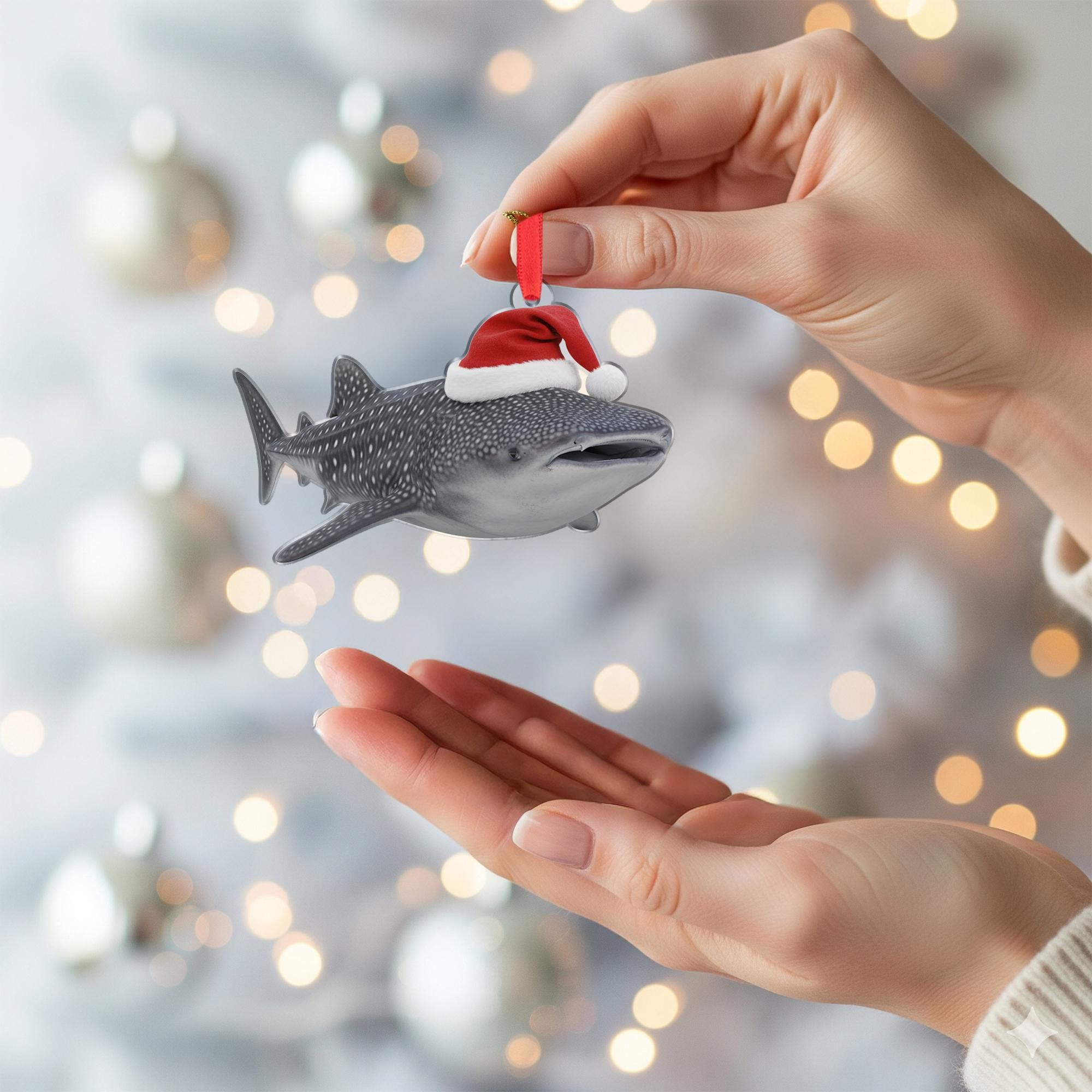 Whale Shark Ornament – Christmas Tree Decoration with Santa Hat