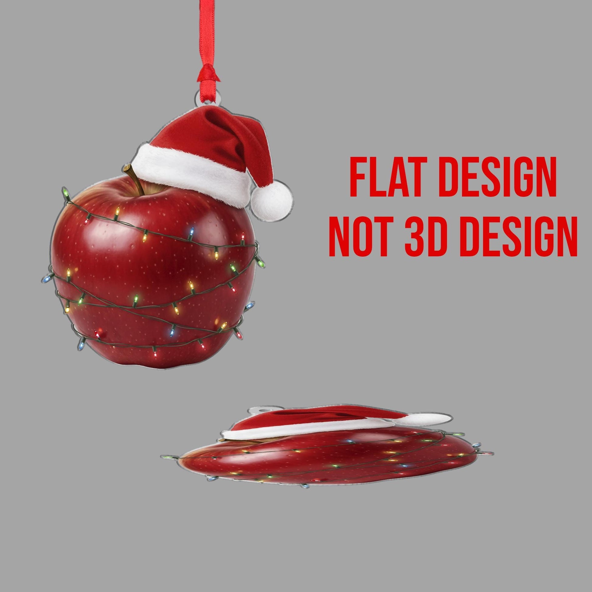 Apple Ornament – Christmas Tree Decoration with Santa Hat and Lights