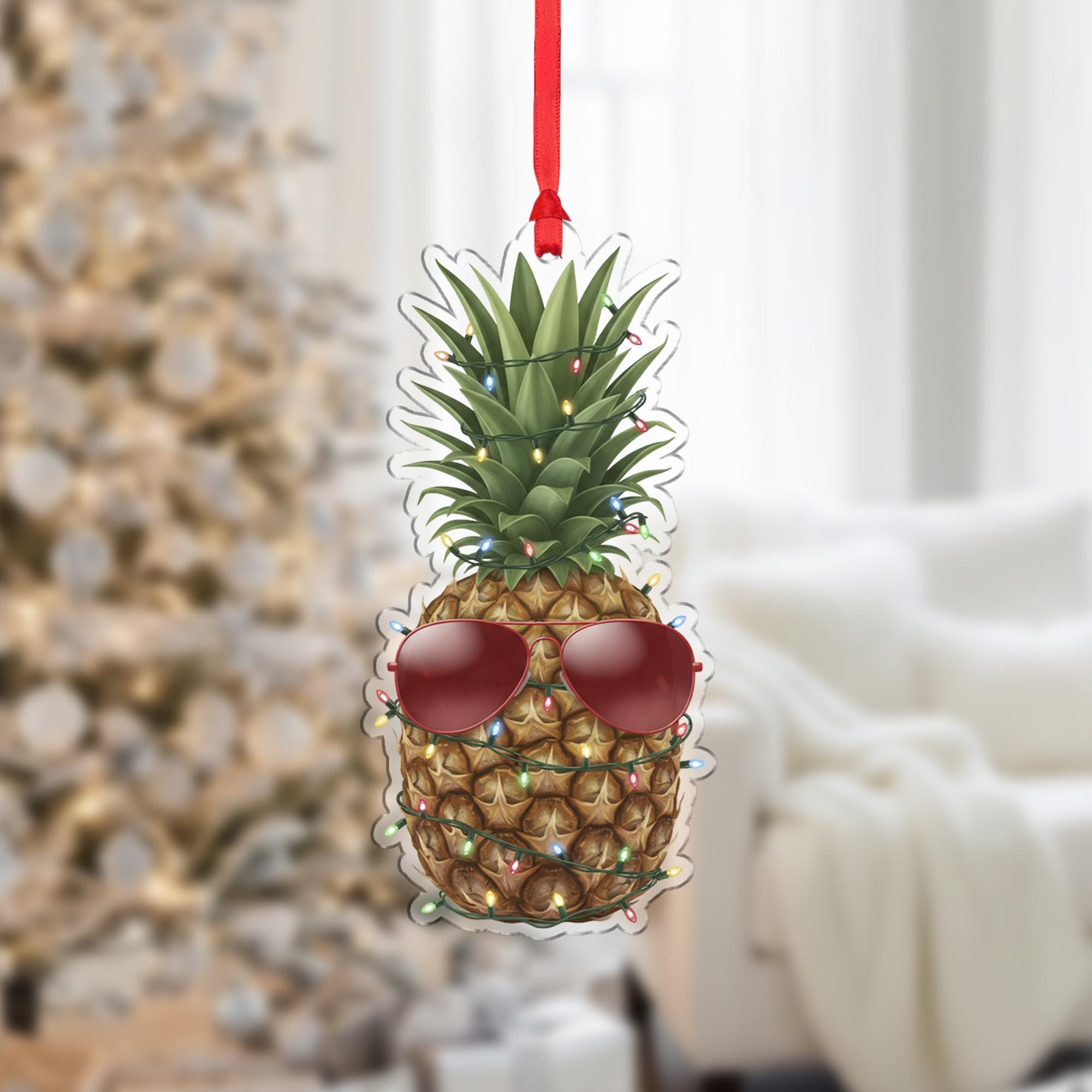 Pineapple Ornament – Christmas Tree Decoration with Lights and Sunglasses