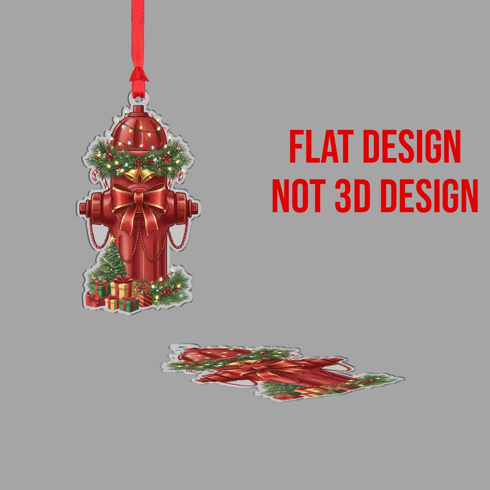 Fire Hydrant Ornament – Christmas Tree Decoration with Wreath Bow and Gifts