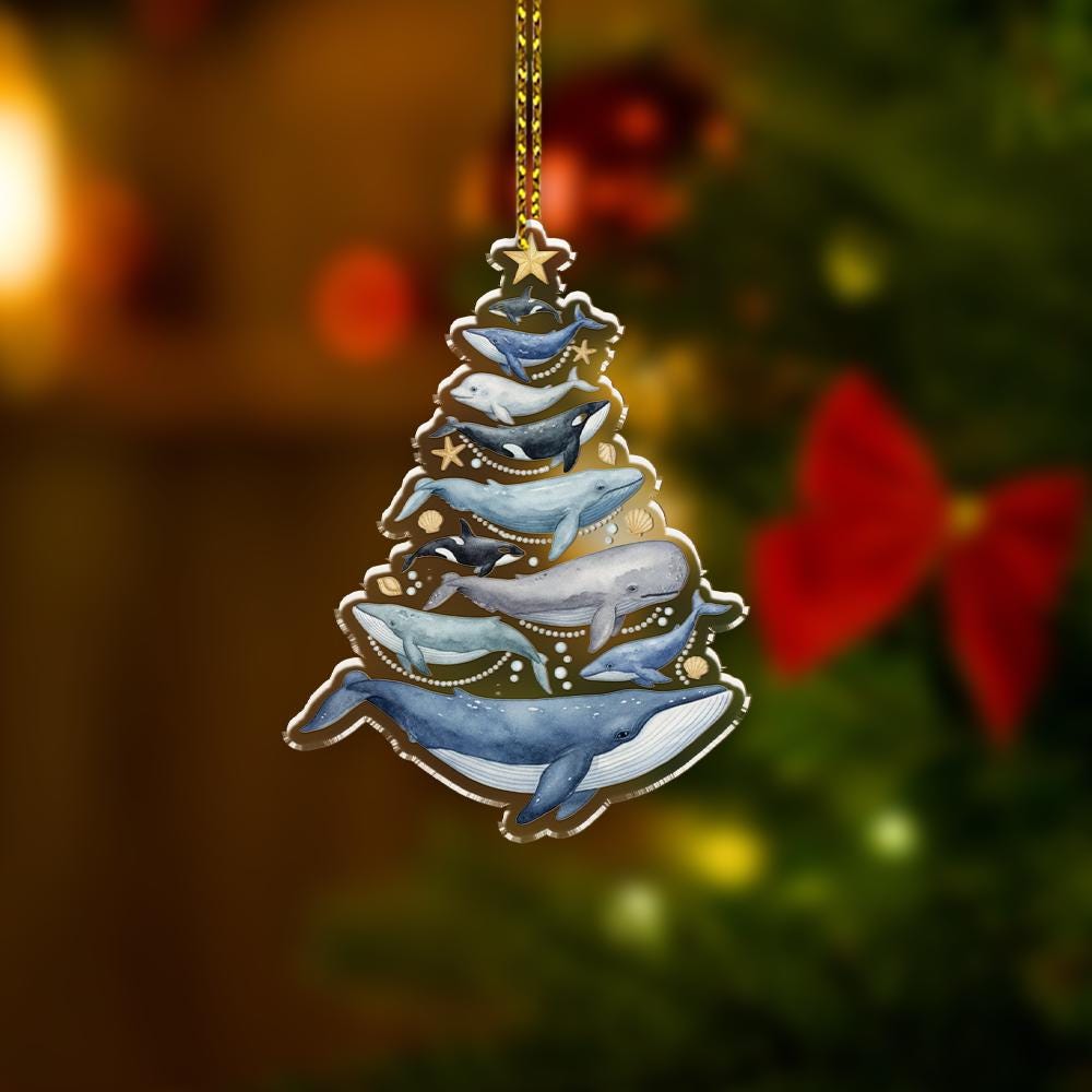 Whale Tree Ornament – Acrylic Whale Christmas Decor