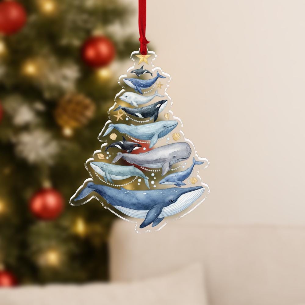 Whale Tree Ornament – Acrylic Whale Christmas Decor