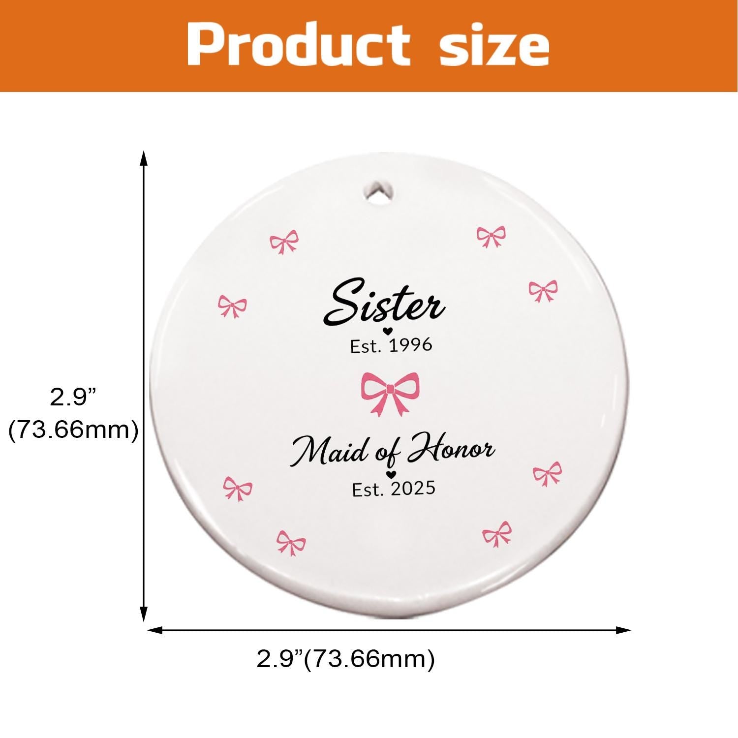 Sister Maid of Honor Ornament – Personalized Ceramic Wedding Gift