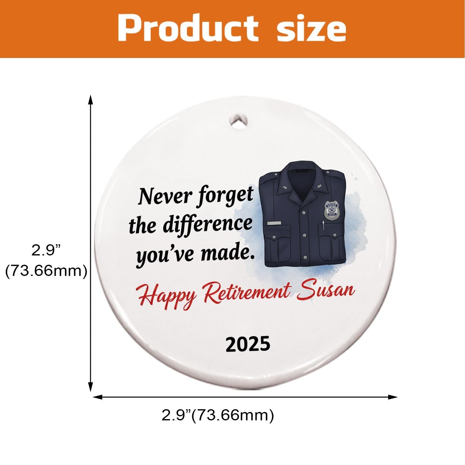 Police Retirement Ornament – Personalized Ceramic Law Enforcement Gift