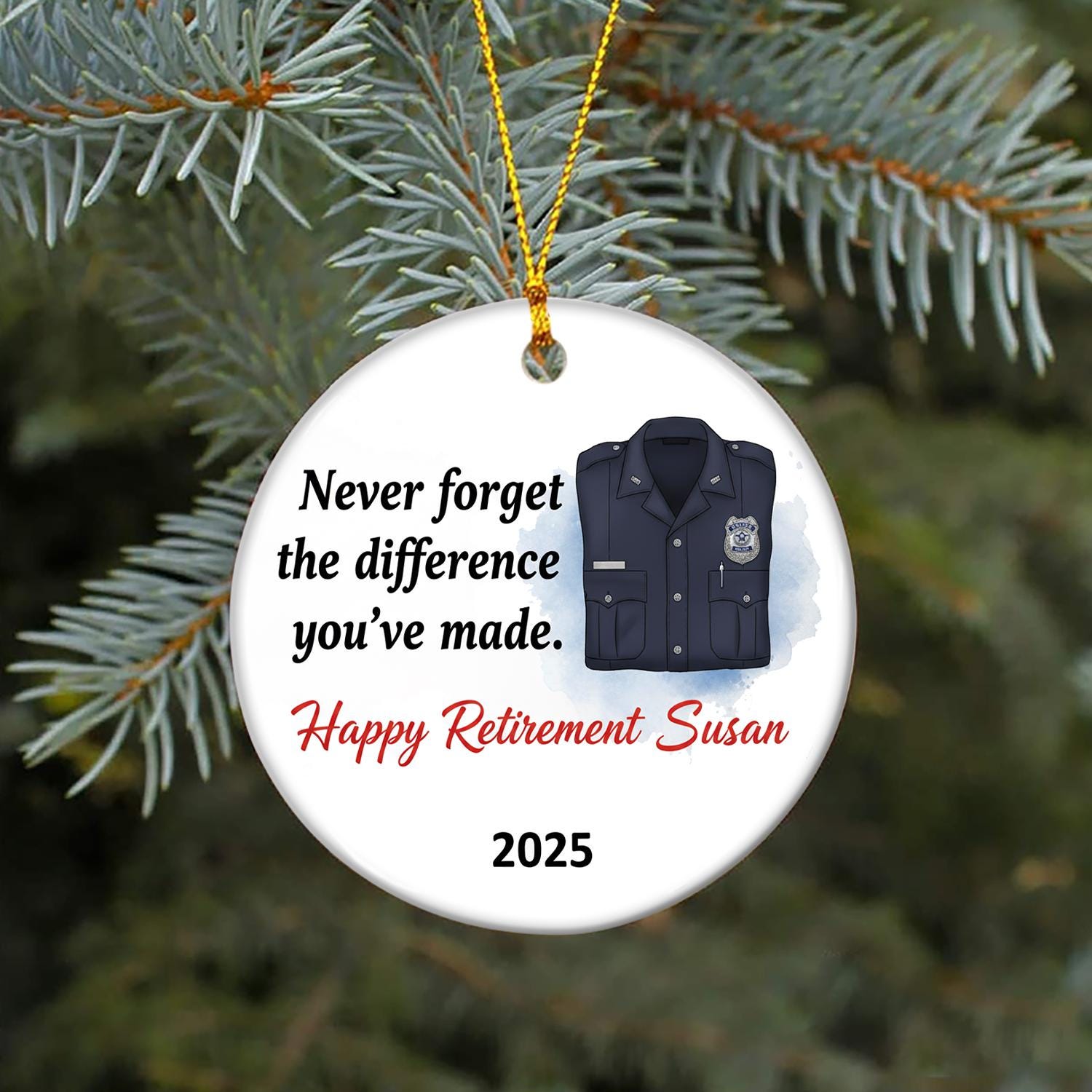 Police Retirement Ornament – Personalized Ceramic Law Enforcement Gift