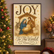Nativity “Joy to the World” Christmas Poster – Biblical Manger Scene Wall Print
