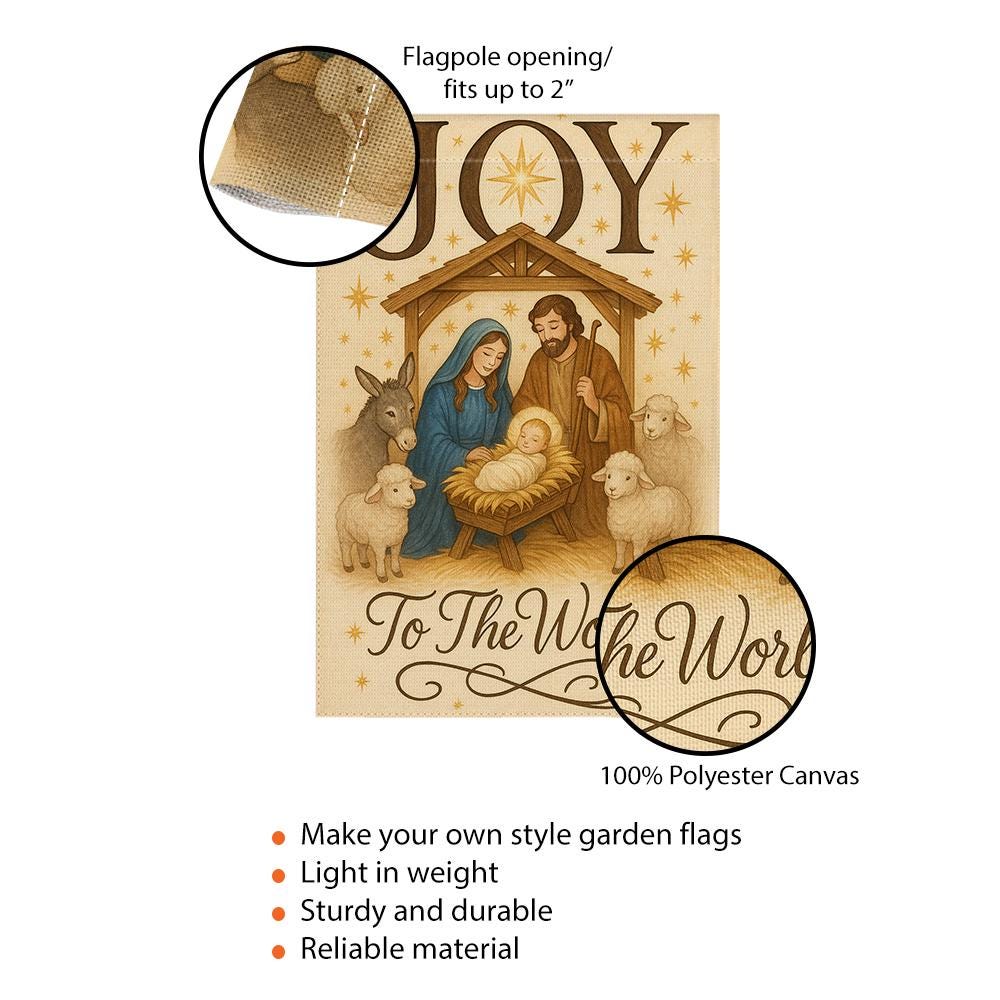 Nativity “Joy to the World” Christmas Flag – Manger Scene Outdoor Banner
