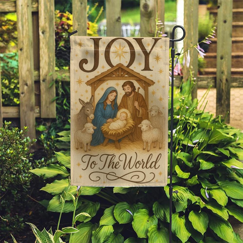 Nativity “Joy to the World” Christmas Flag – Manger Scene Outdoor Banner