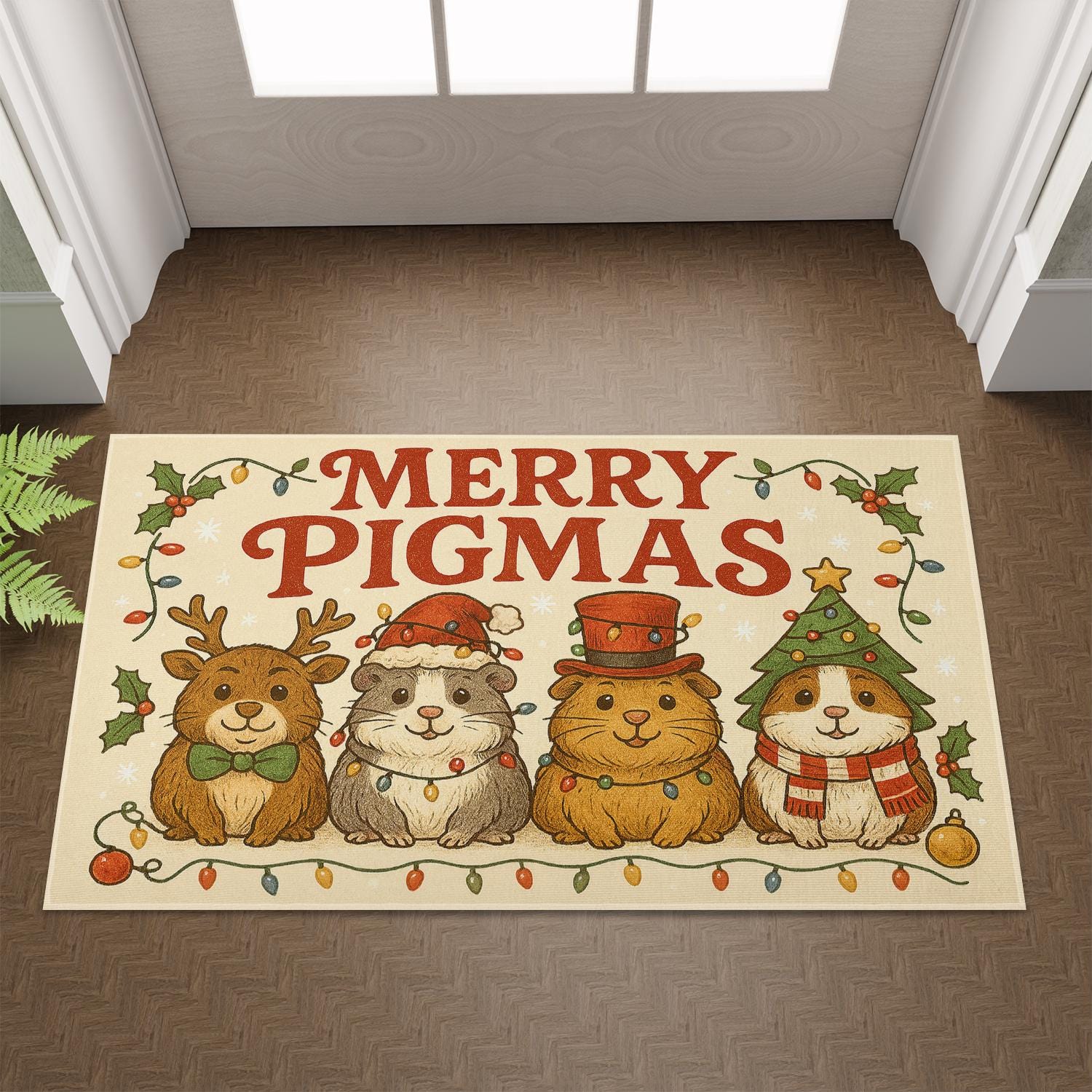 Merry Pigmas Holiday Doormat – Pig Themed Christmas Floor Mat