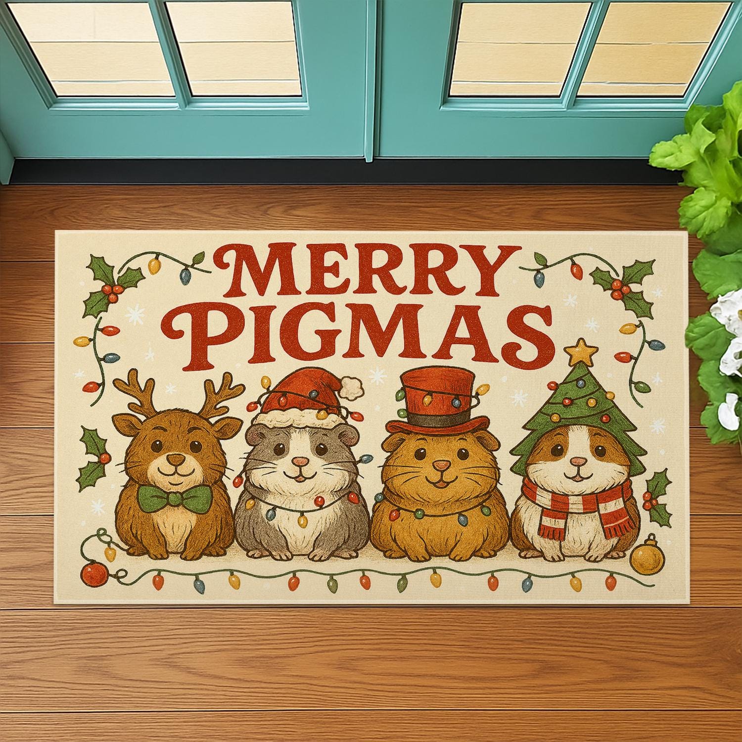 Merry Pigmas Holiday Doormat – Pig Themed Christmas Floor Mat