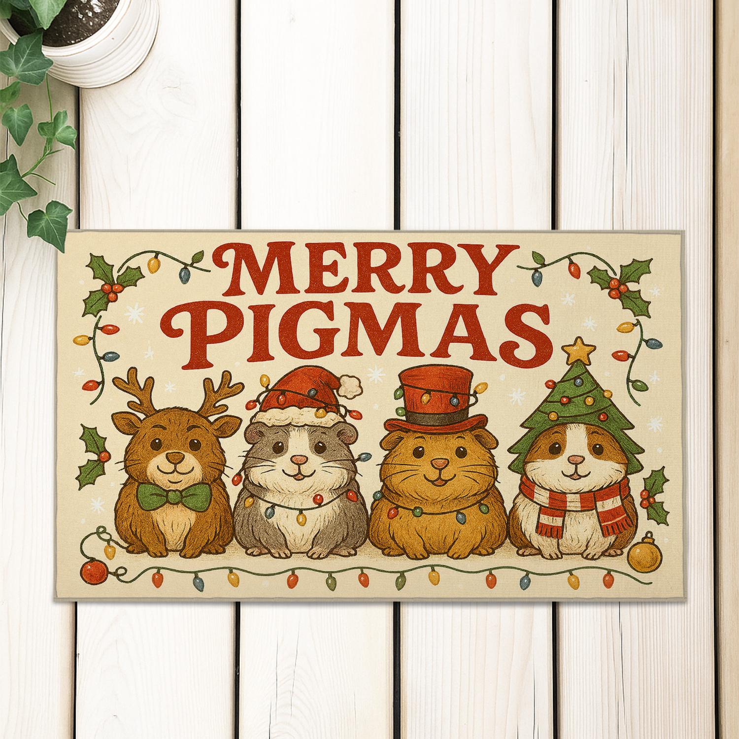 Merry Pigmas Holiday Doormat – Pig Themed Christmas Floor Mat