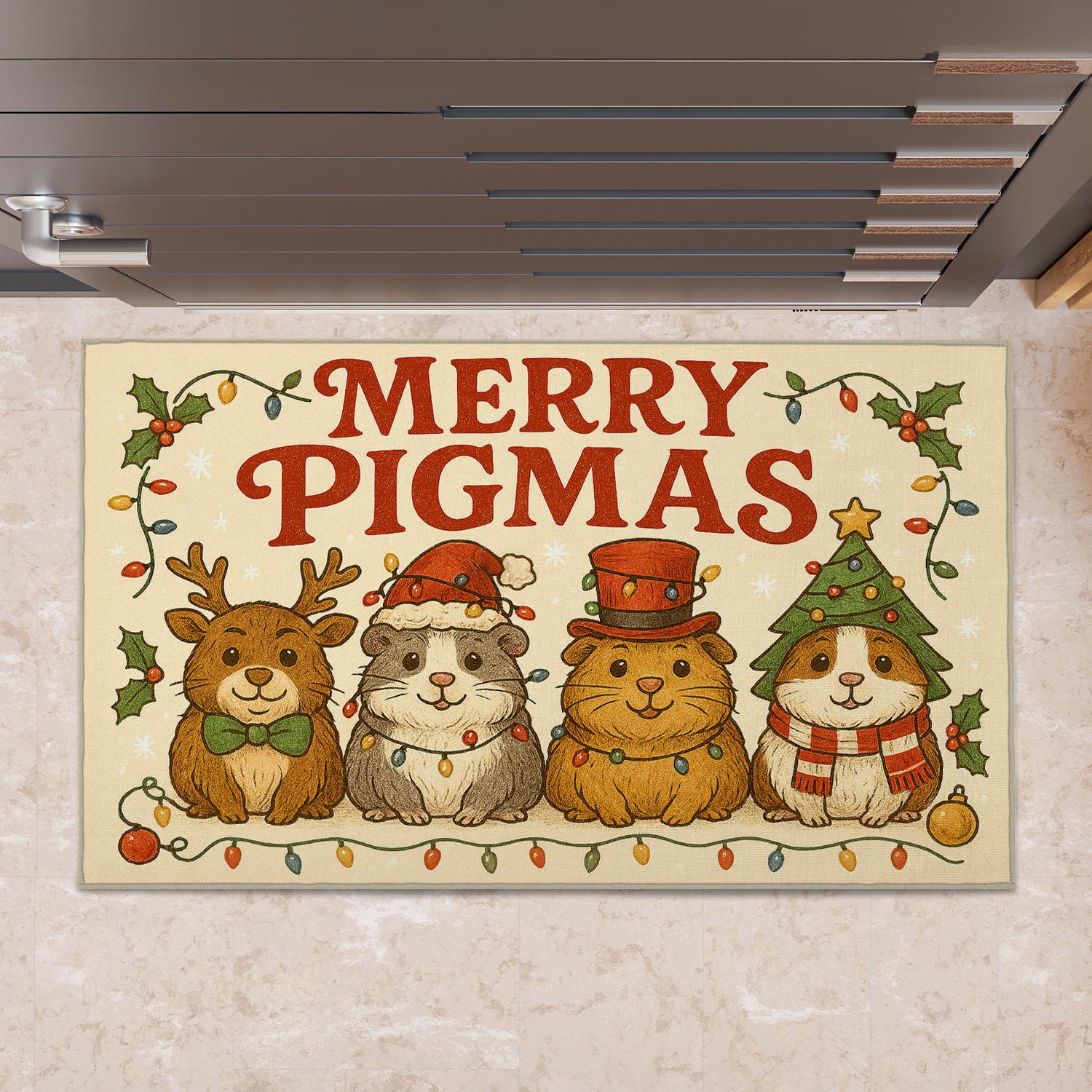 Merry Pigmas Holiday Doormat – Pig Themed Christmas Floor Mat