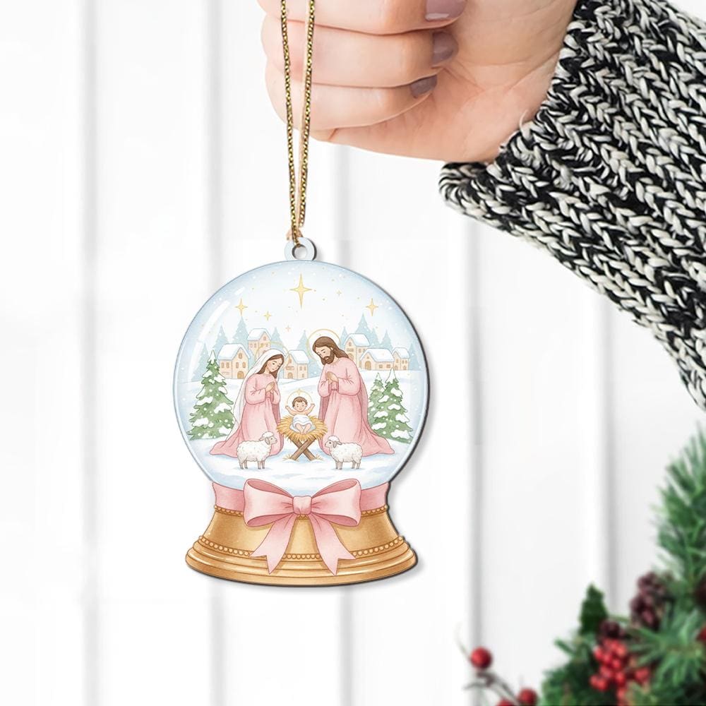 Nativity Scene Christmas Ornament, Holy Family Tree Decoration, Baby Jesus Manger Ornament