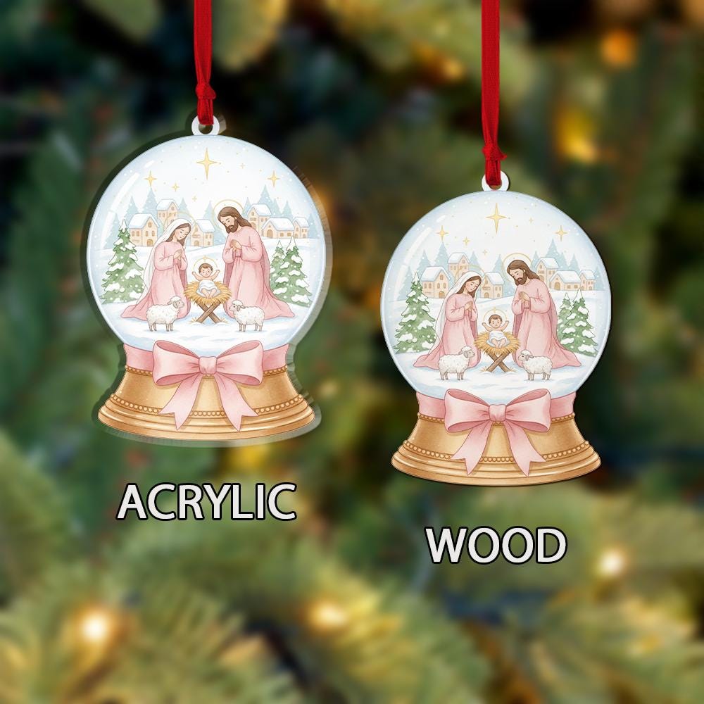 Nativity Scene Christmas Ornament, Holy Family Tree Decoration, Baby Jesus Manger Ornament