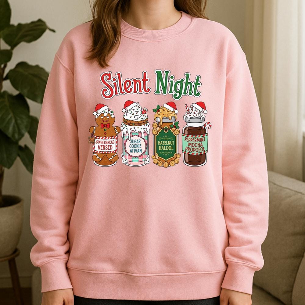 Silent Night Christmas Sweatshirt – Funny Medical Pullover with Gingerbread Design