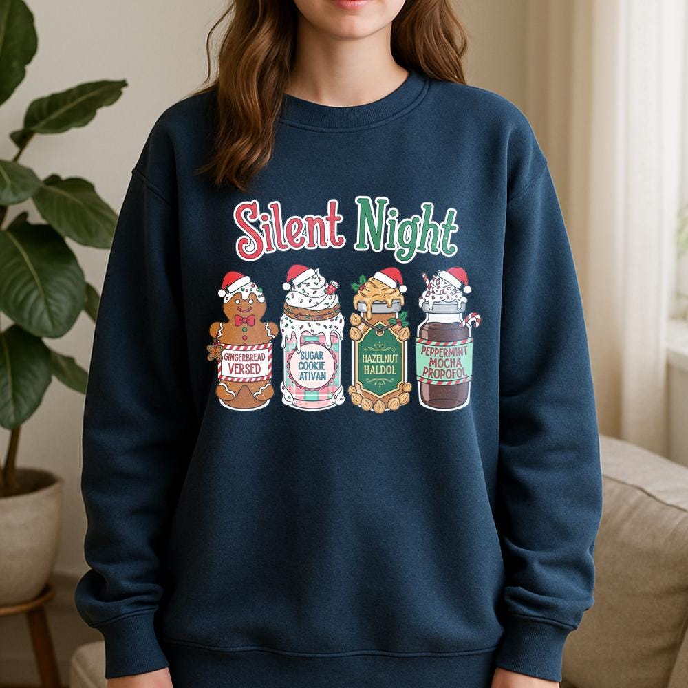 Silent Night Christmas Sweatshirt – Funny Medical Pullover with Gingerbread Design